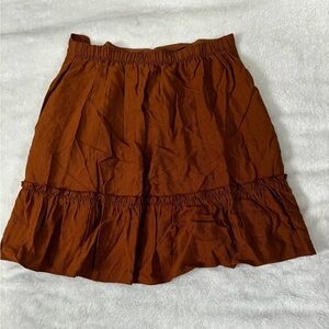 Express Ruffle‎ Mini Skirt Elastic Waist Casual Brown Skirt Size S